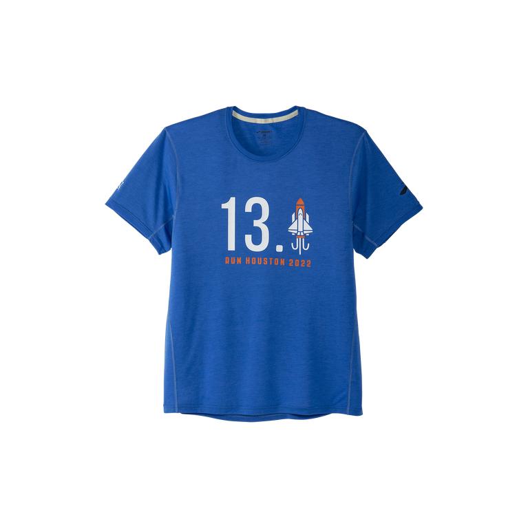 Brooks Houston22 Distance Graphic SS Men's Short Sleeve Running Shirt - Heather Bluetiful/13.1 Rocke